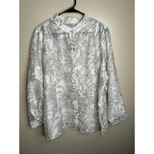 Alfred Dunner Sheer Women's Long Sleeved floral blouse top size 18W
